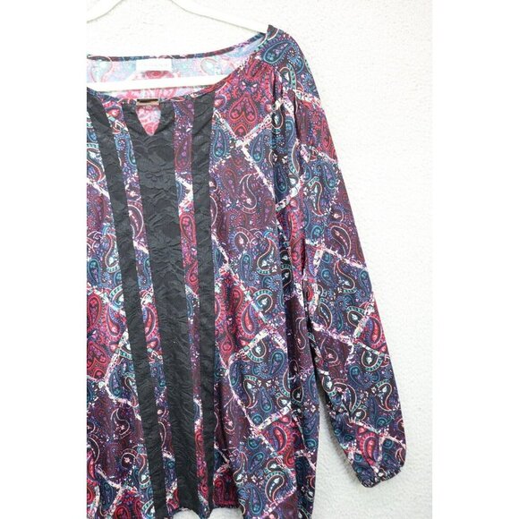Catherines Long Puff Sleeve Silky Paisley Top-Size 3X-Whimsigoth - Picture 3 of 10